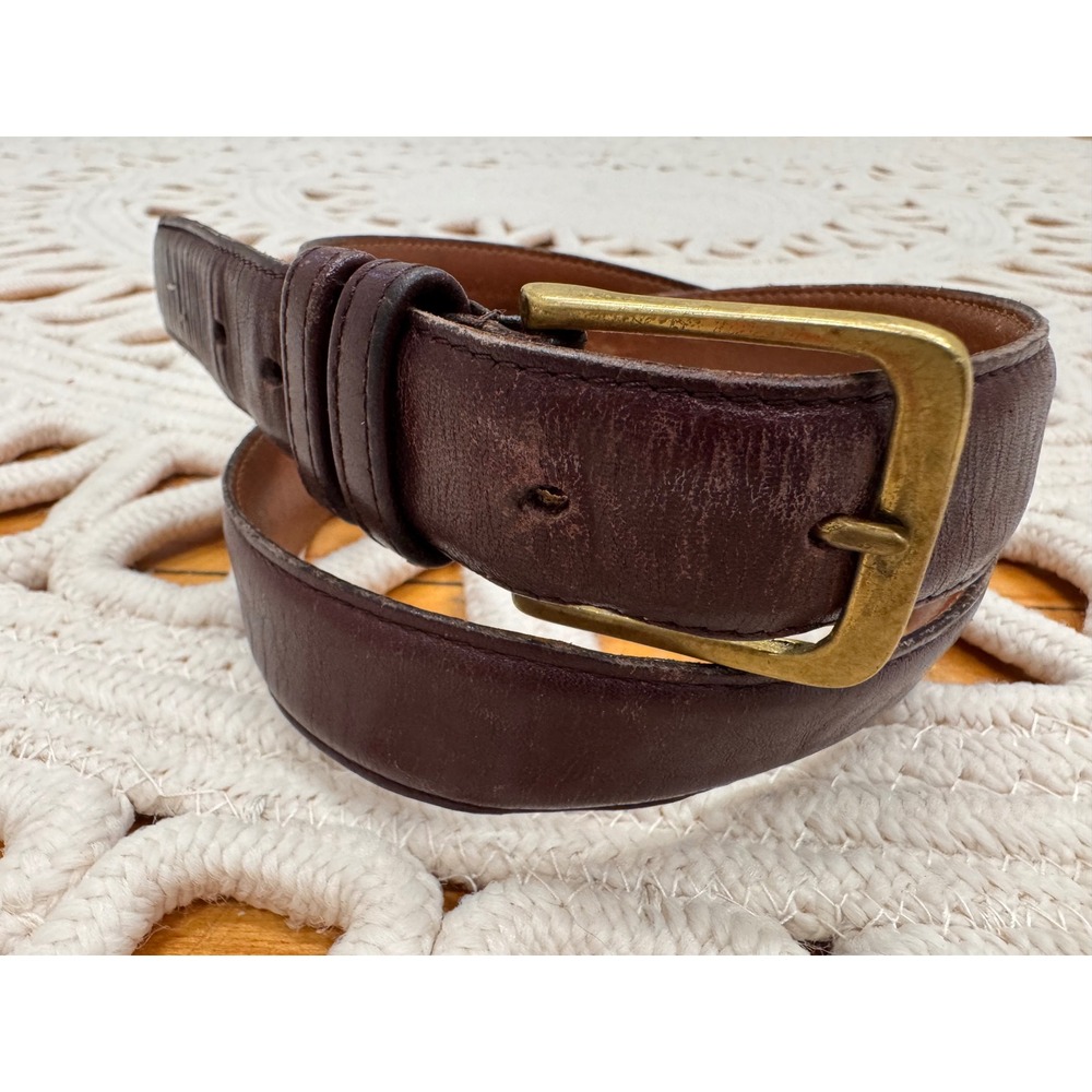 Coach Burgundy‎ Leather Belt with Brass Buckle Sz 34